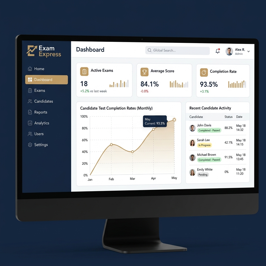 ExamExpress Dashboard Mockup